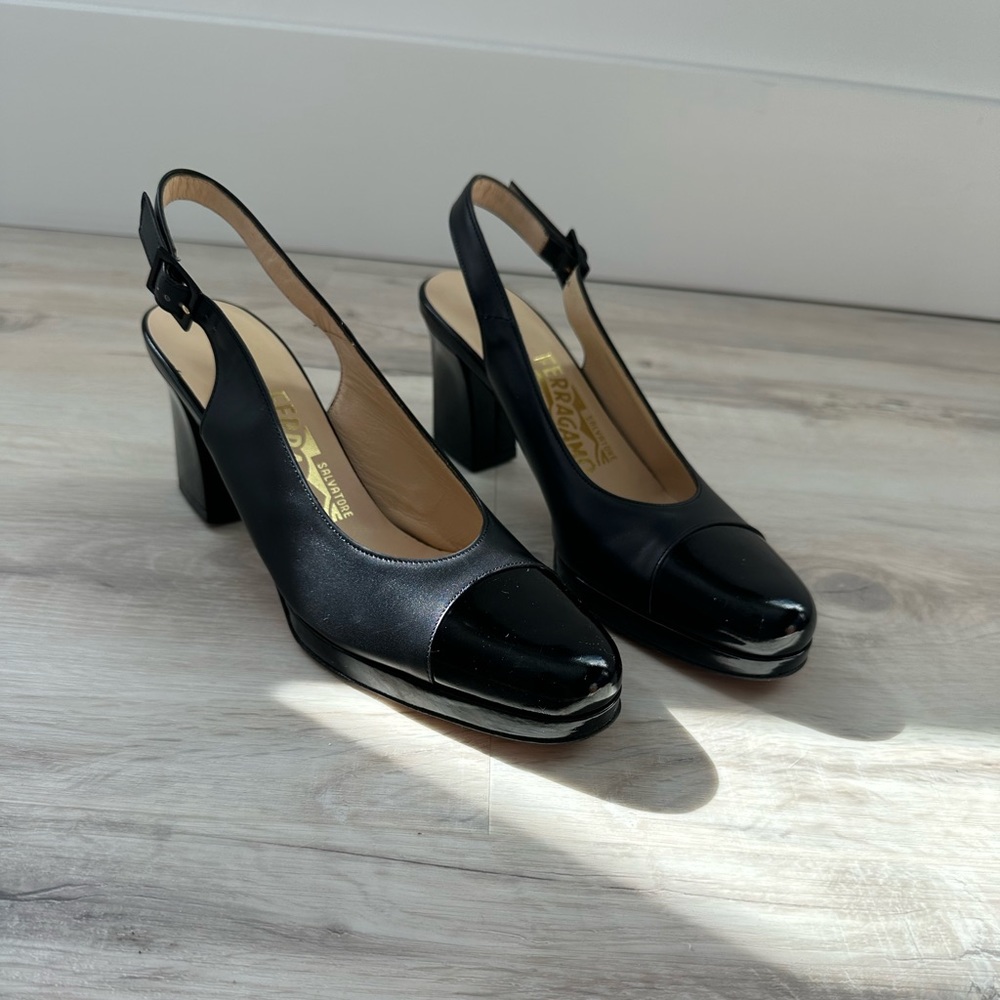 Vintage Ferragamo Nero Patent Calf Slingback Heels
- Size (6.5) - Picture 2 of 10